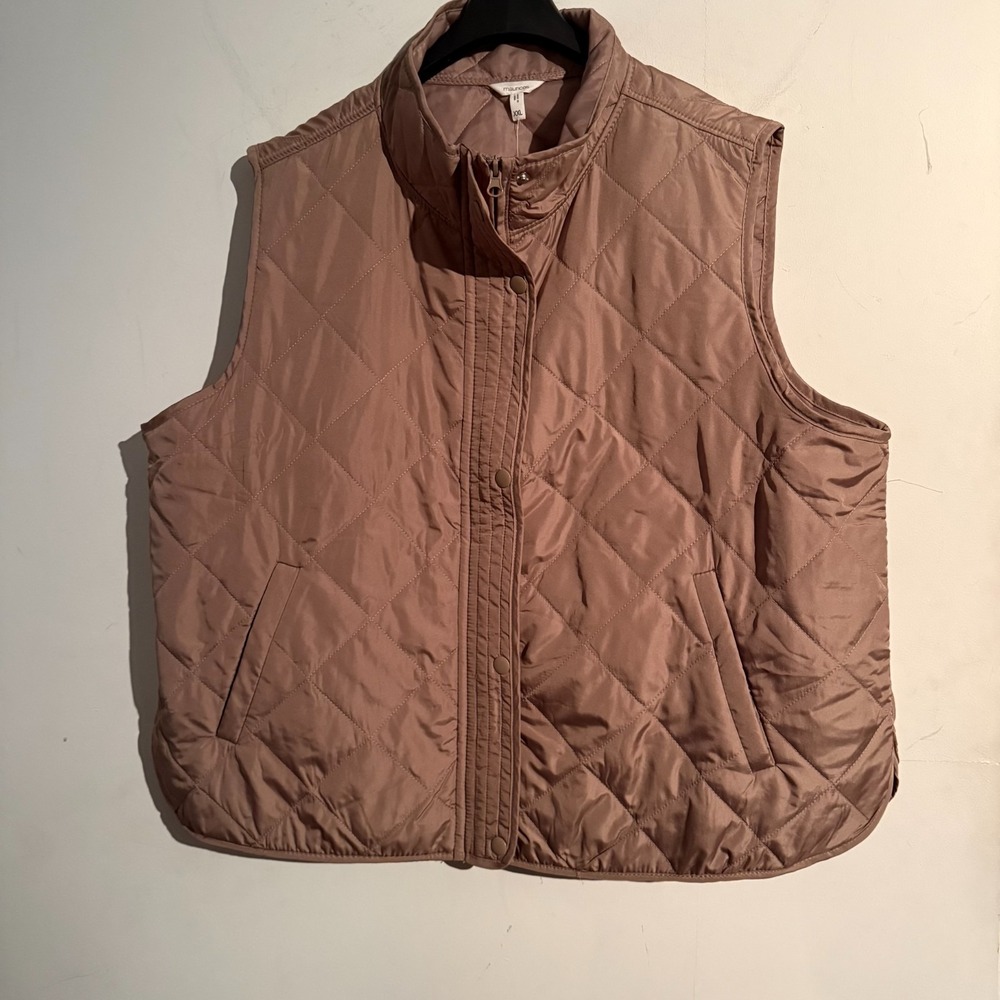 Maurices XXL Packable Quilted Vest Brown Zip Front Lightweight NWT
